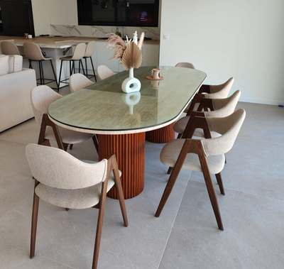 TABLE A MANGER TRAVERTIN & BOIS LOU