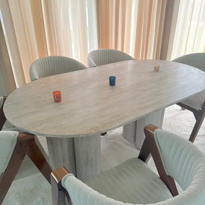 TABLE A MANGER TRAVERTIN SOA