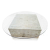 TABLE BASSE  VERRE & TRAVERTIN MADELINE