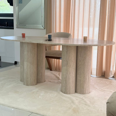 TABLE A MANGER TRAVERTIN SOA