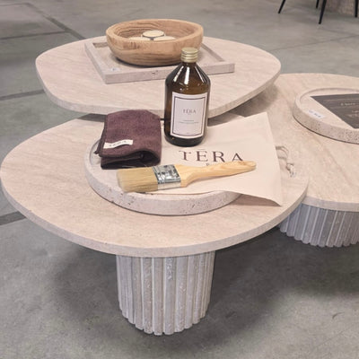 TABLE BASSE TRIO TRAVERTIN ÉLÉNA